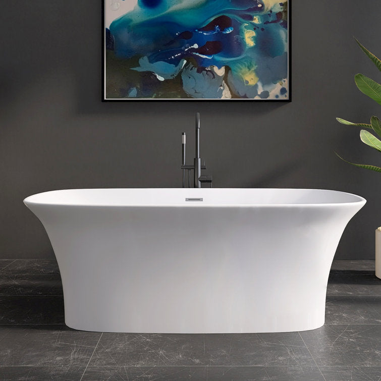 Medunjess 67'' Acrylic Freestanding Tub Acrylic Freestanding Soaking Bathtub