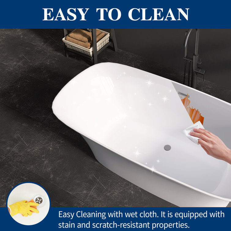 Medunjess 67'' Acrylic Freestanding Tub Acrylic Freestanding Soaking Bathtub