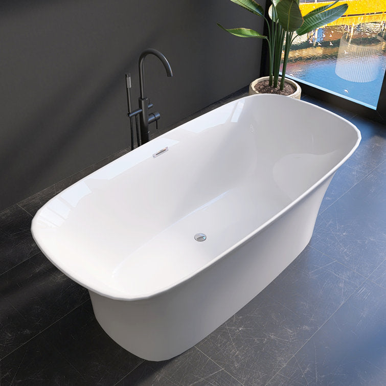 Medunjess 67'' Acrylic Freestanding Tub Acrylic Freestanding Soaking Bathtub