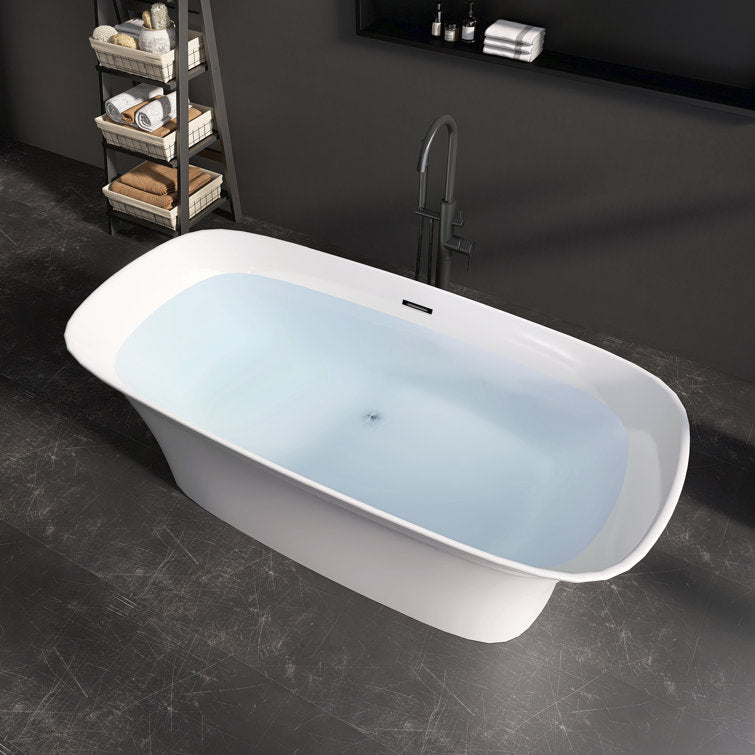 Medunjess 67'' Acrylic Freestanding Tub Acrylic Freestanding Soaking Bathtub