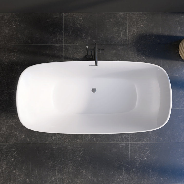Medunjess 67'' Acrylic Freestanding Tub Acrylic Freestanding Soaking Bathtub