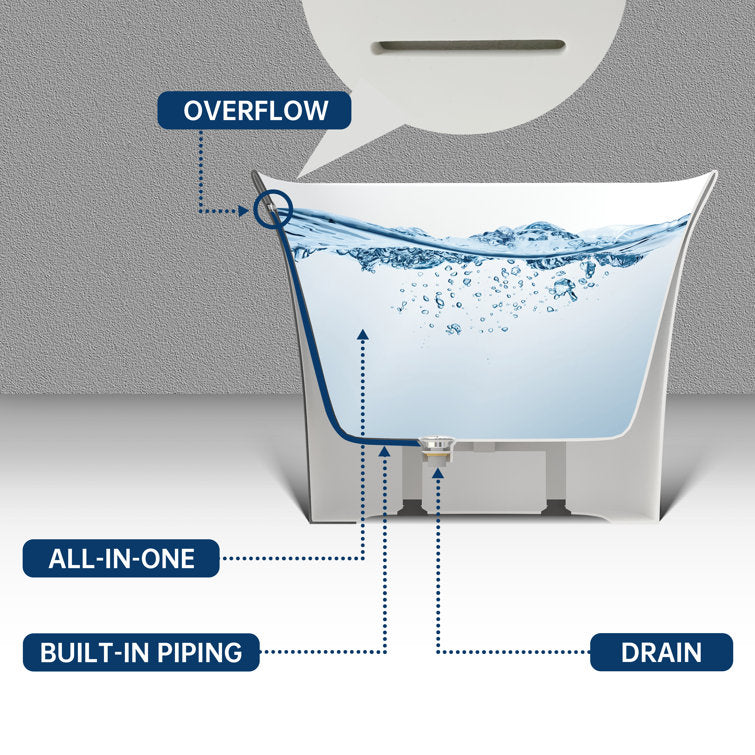 Medunjess 67'' Acrylic Freestanding Tub Acrylic Freestanding Soaking Bathtub