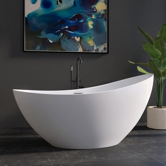 Medunjess 67'' Acrylic Freestanding Soaking Bathtub Acrylic Freestanding Tub