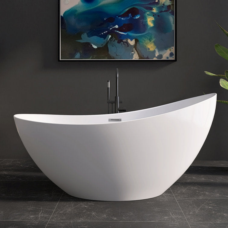 Medunjess 67'' Acrylic Freestanding Soaking Bathtub Acrylic Freestanding Tub