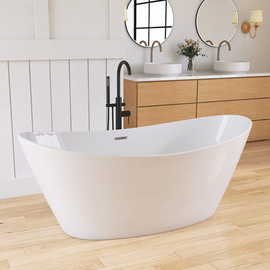 Medunjess 66.93'' x 31.5'' Freestanding Soaking Acrylic Bathtub