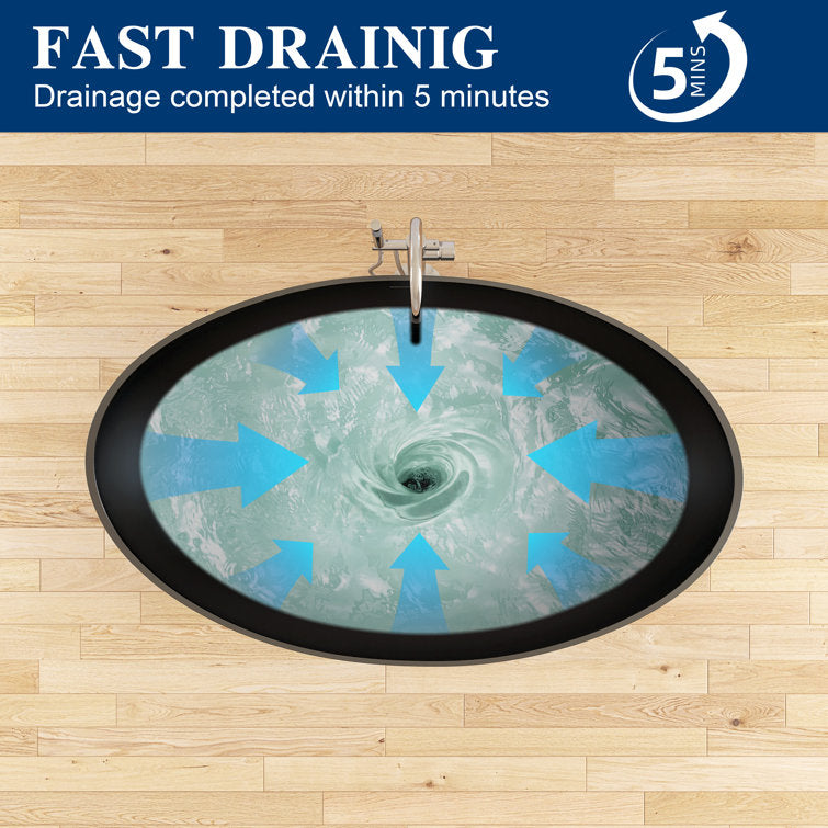 Medunjess 63" Wavy Freestanding Tub Solid Surface Freestadning Stone Resin Soaking Bathtub