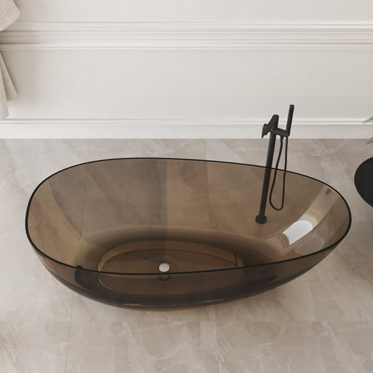 Medunjess 67'' Freestanding Bathtub Solid Surface Freestanding Soaking Tub Transparent