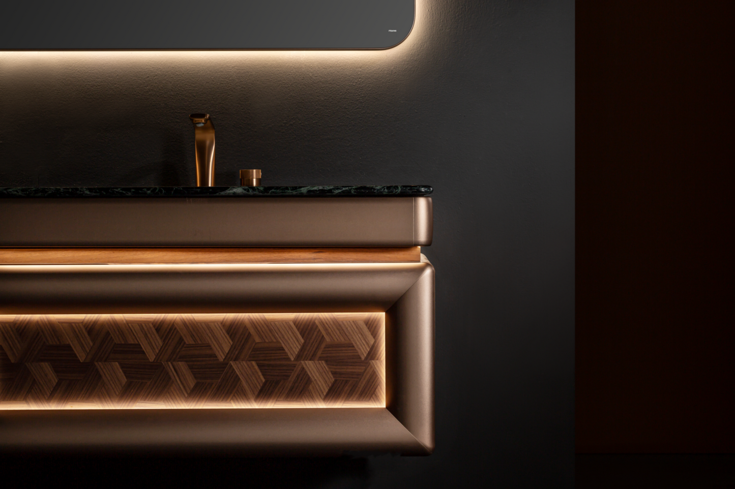 Medunjess 77'' Elegant Black Walnut Double Sink Vanity with Illuminated Mirror