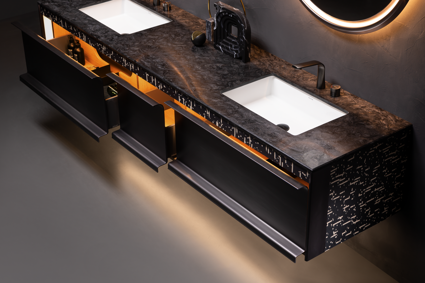 Medunjess 94'' Modern Double-Sink Vanity with Ample Storage and Sleek Quartz Countertop