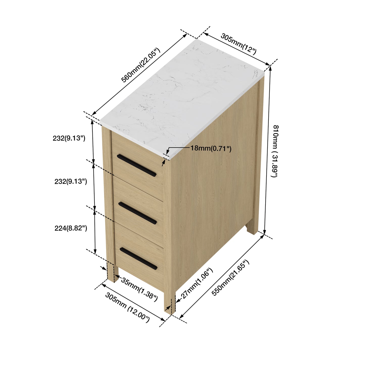 Medunjess 12'' Matrix Side Bathroom Vanities