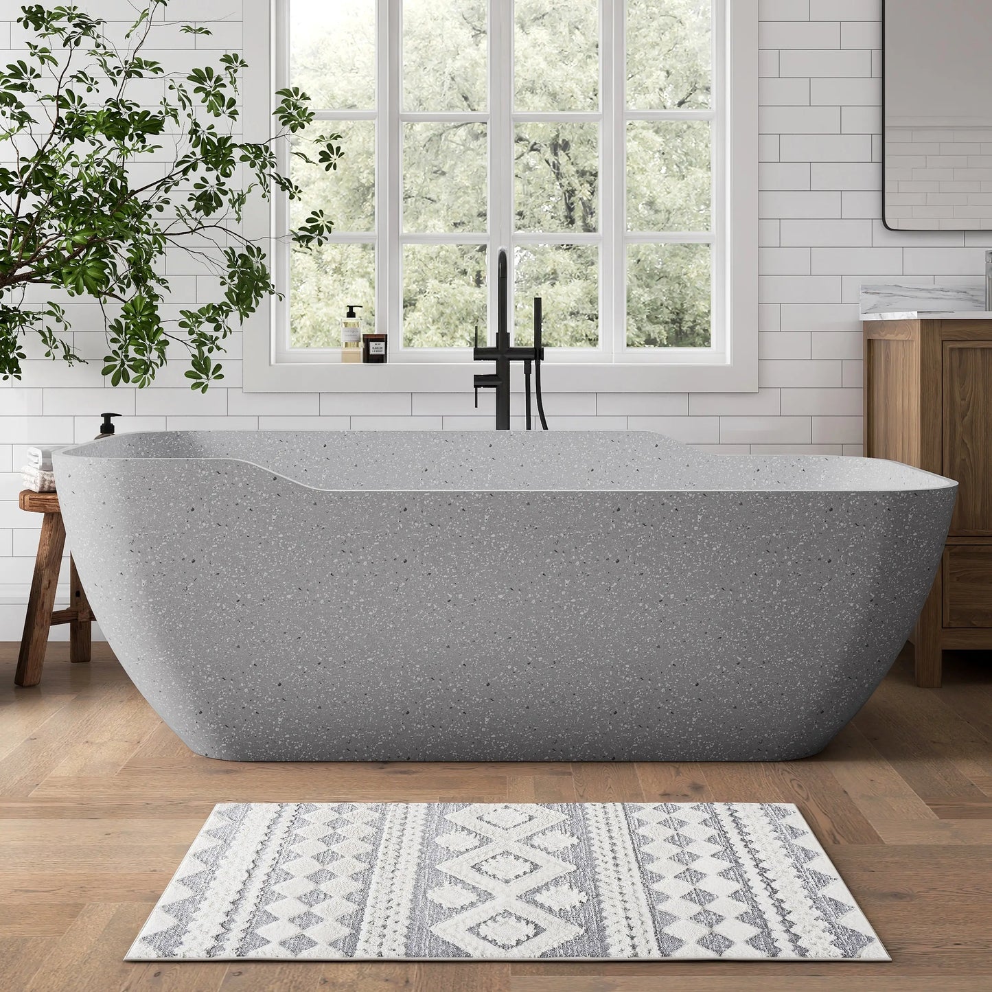 Medunjess 71" Asterism Freestanding Terrazzo bathtub