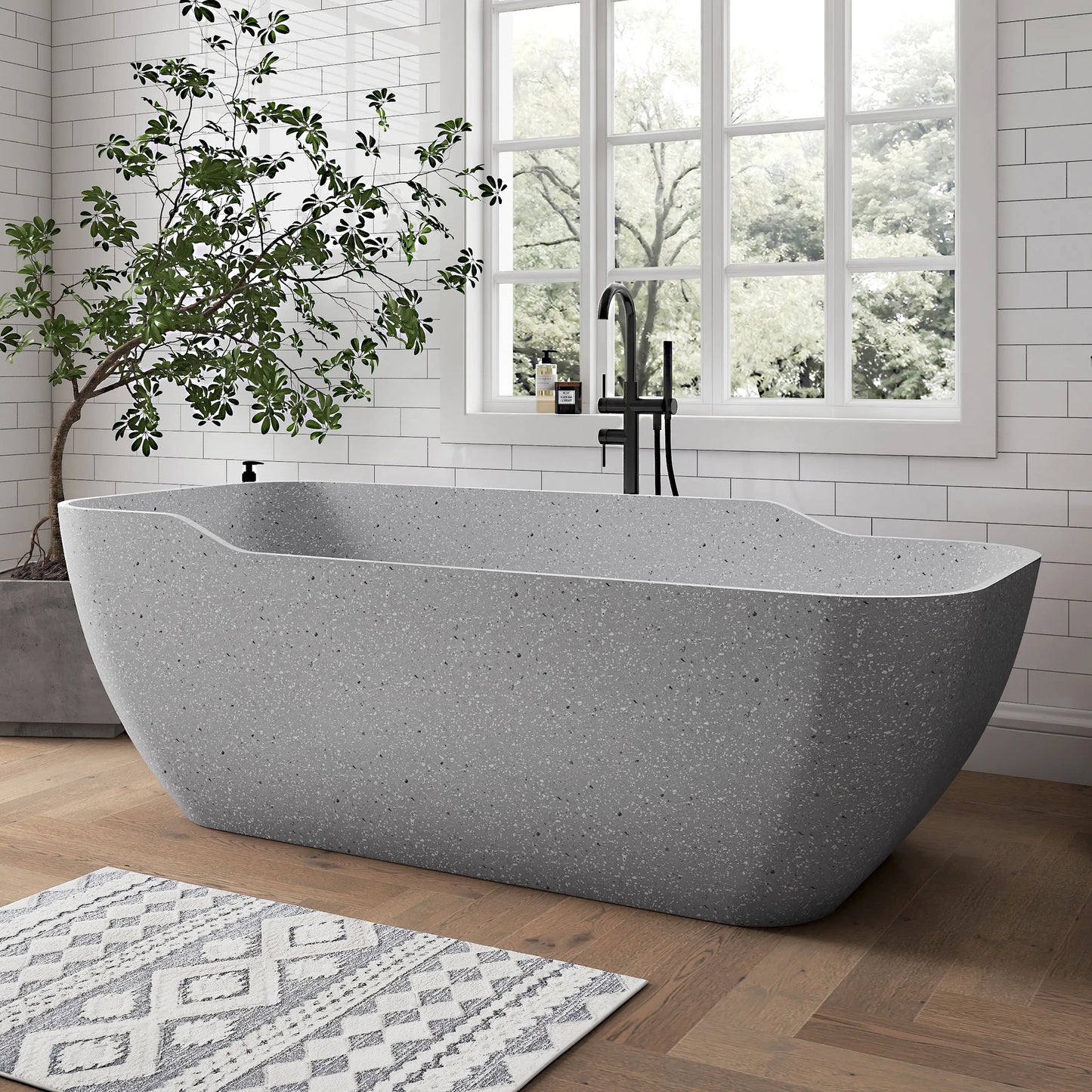 Medunjess 71" Asterism Freestanding Terrazzo bathtub