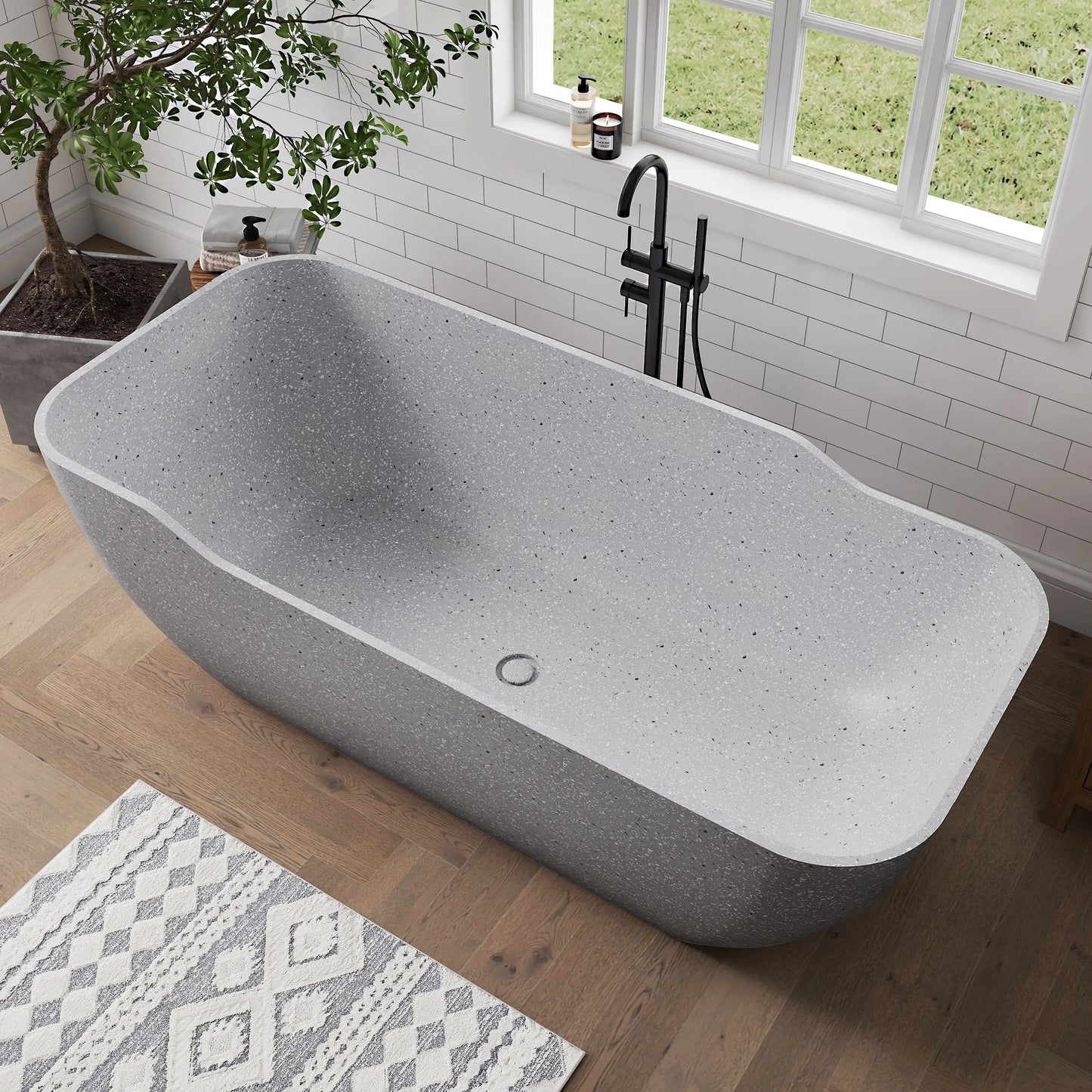 Medunjess 71" Asterism Freestanding Terrazzo bathtub