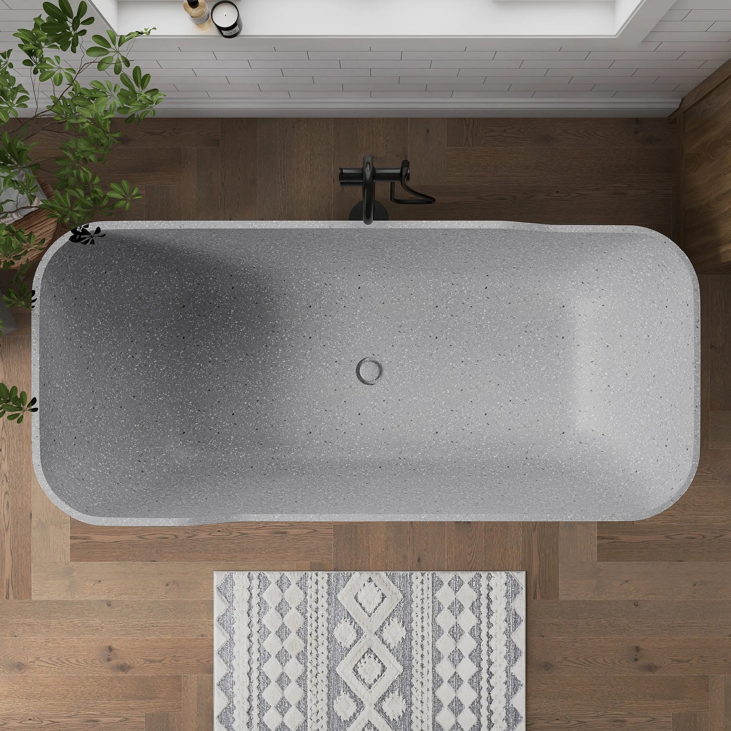 Medunjess 71" Asterism Freestanding Terrazzo bathtub