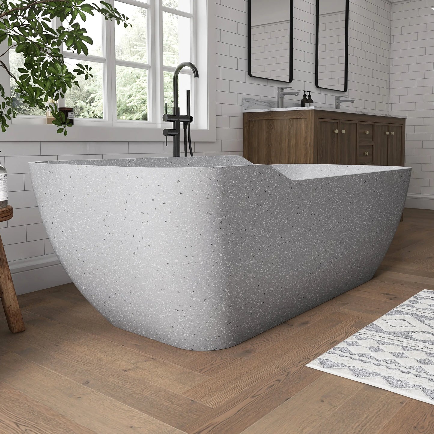Medunjess 71" Asterism Freestanding Terrazzo bathtub