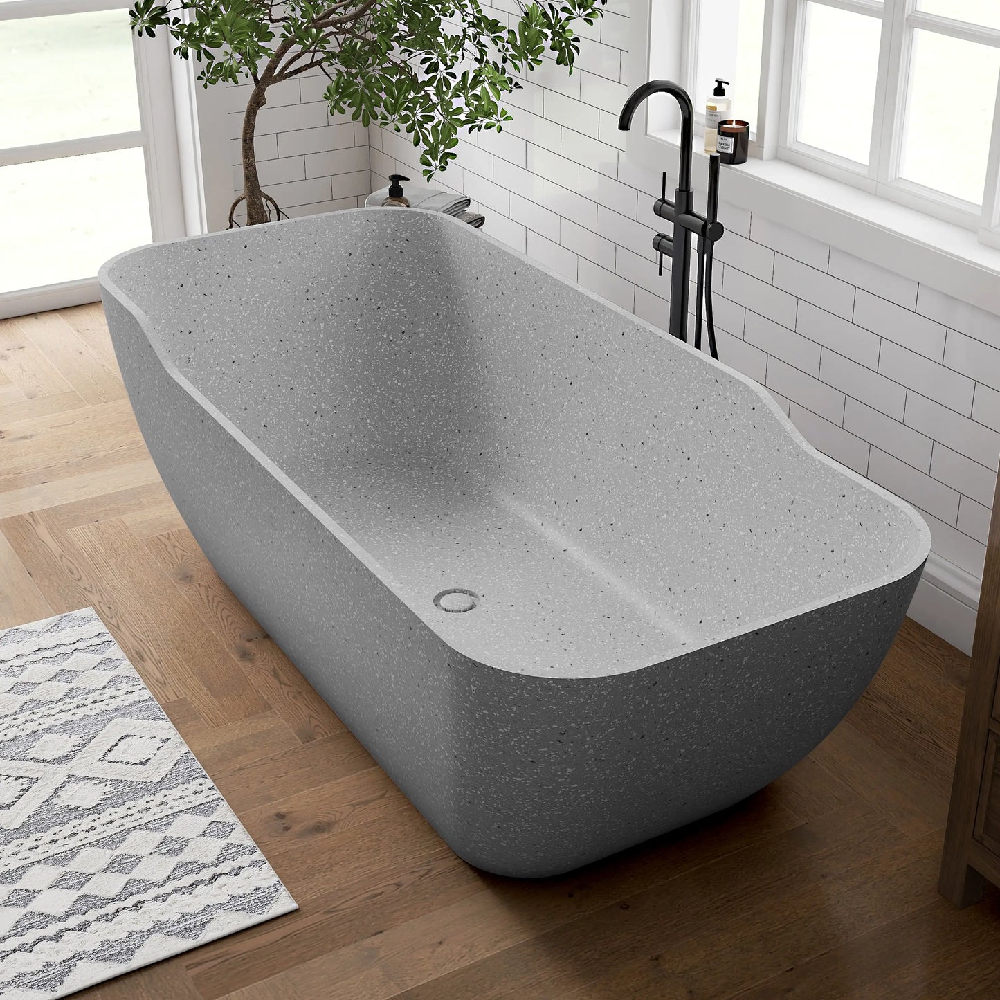 Medunjess 71" Asterism Freestanding Terrazzo bathtub
