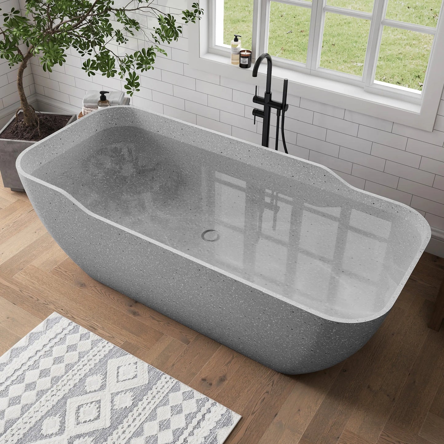 Medunjess 71" Asterism Freestanding Terrazzo bathtub