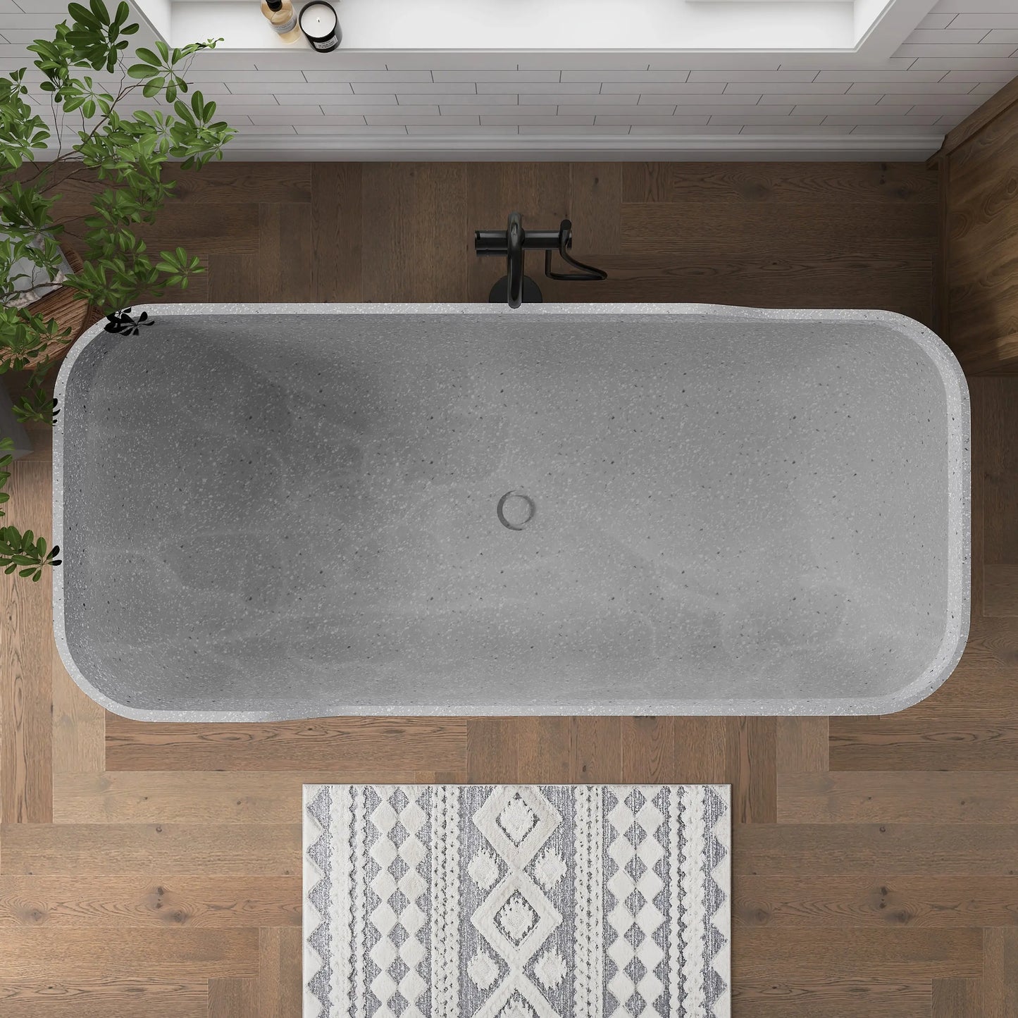 Medunjess 71" Asterism Freestanding Terrazzo bathtub