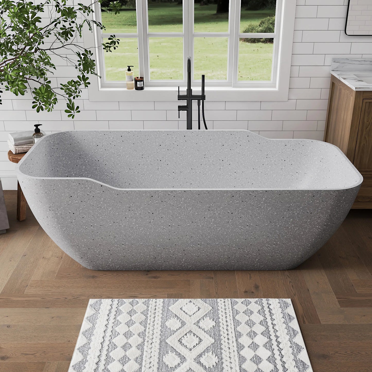Medunjess 71" Asterism Freestanding Terrazzo bathtub