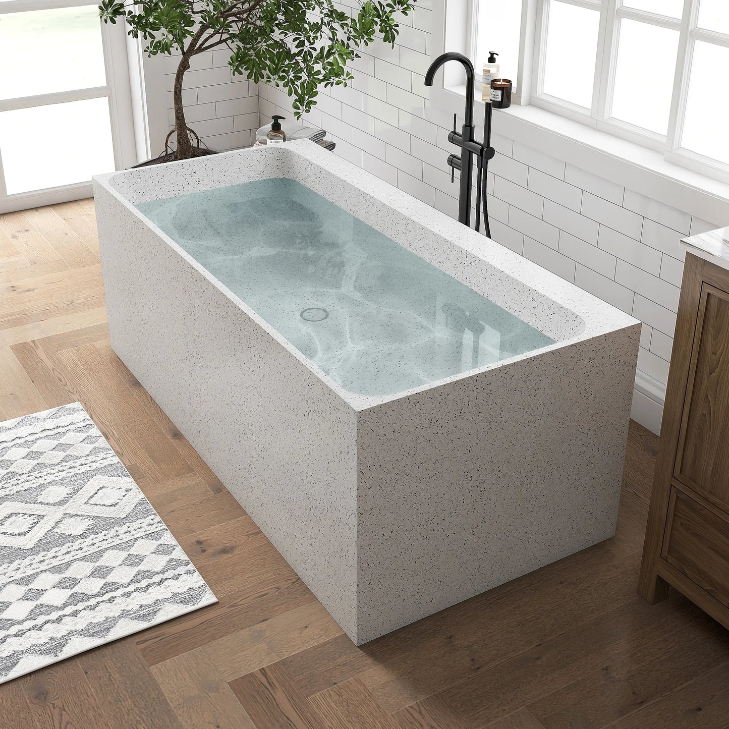 Medunjess 64" Kaleido Freestanding Terrazzo bathtub