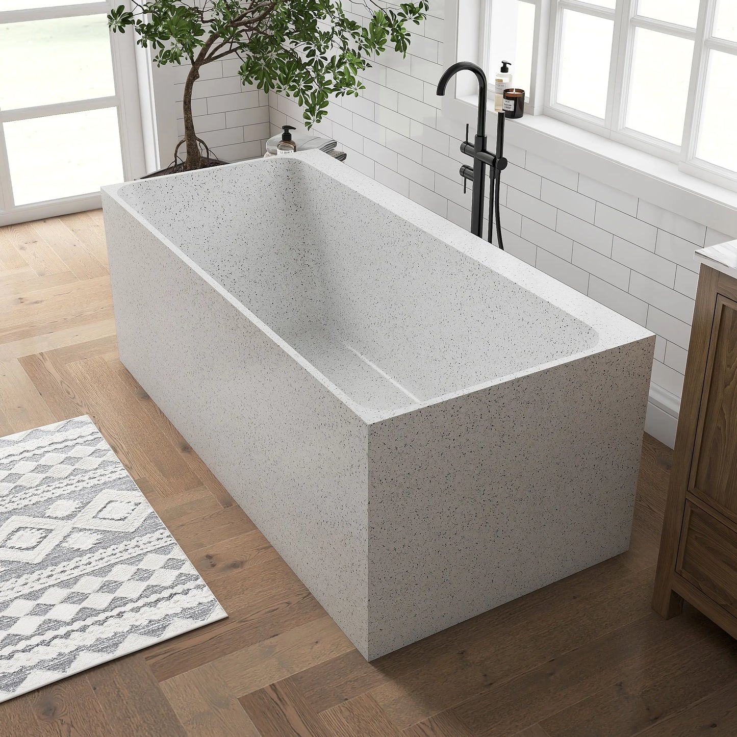 Medunjess 64" Kaleido Freestanding Terrazzo bathtub
