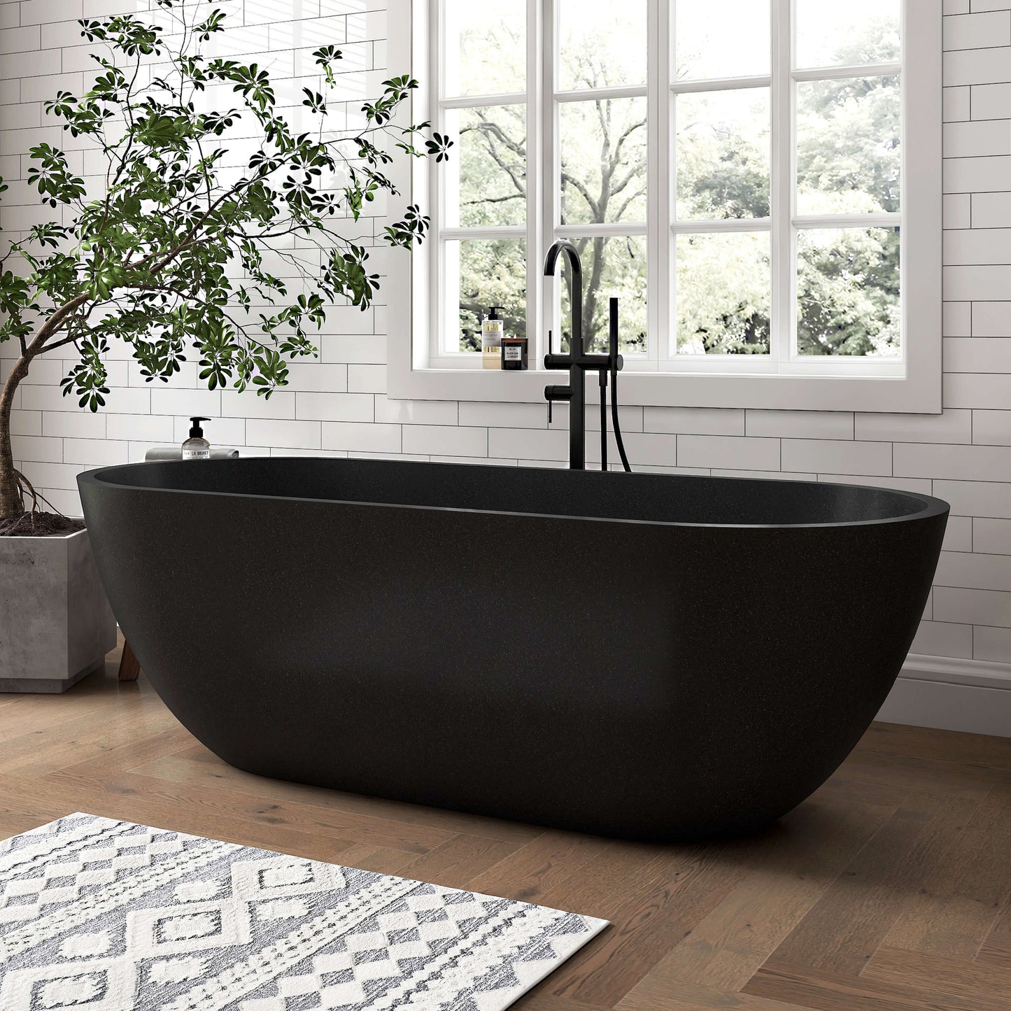 Medunjess 69" Speckle Freestanding Terrazzo Bathtub
