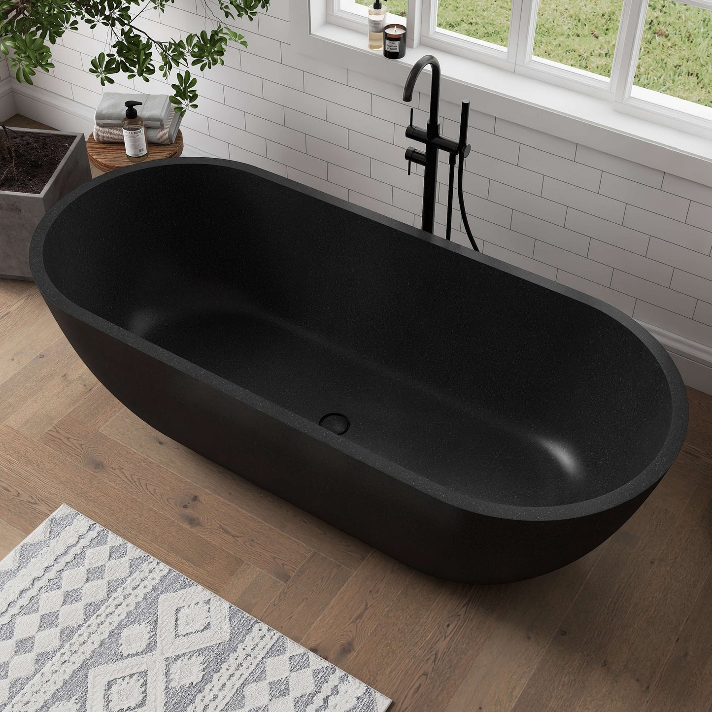 Medunjess 69" Speckle Freestanding Terrazzo Bathtub