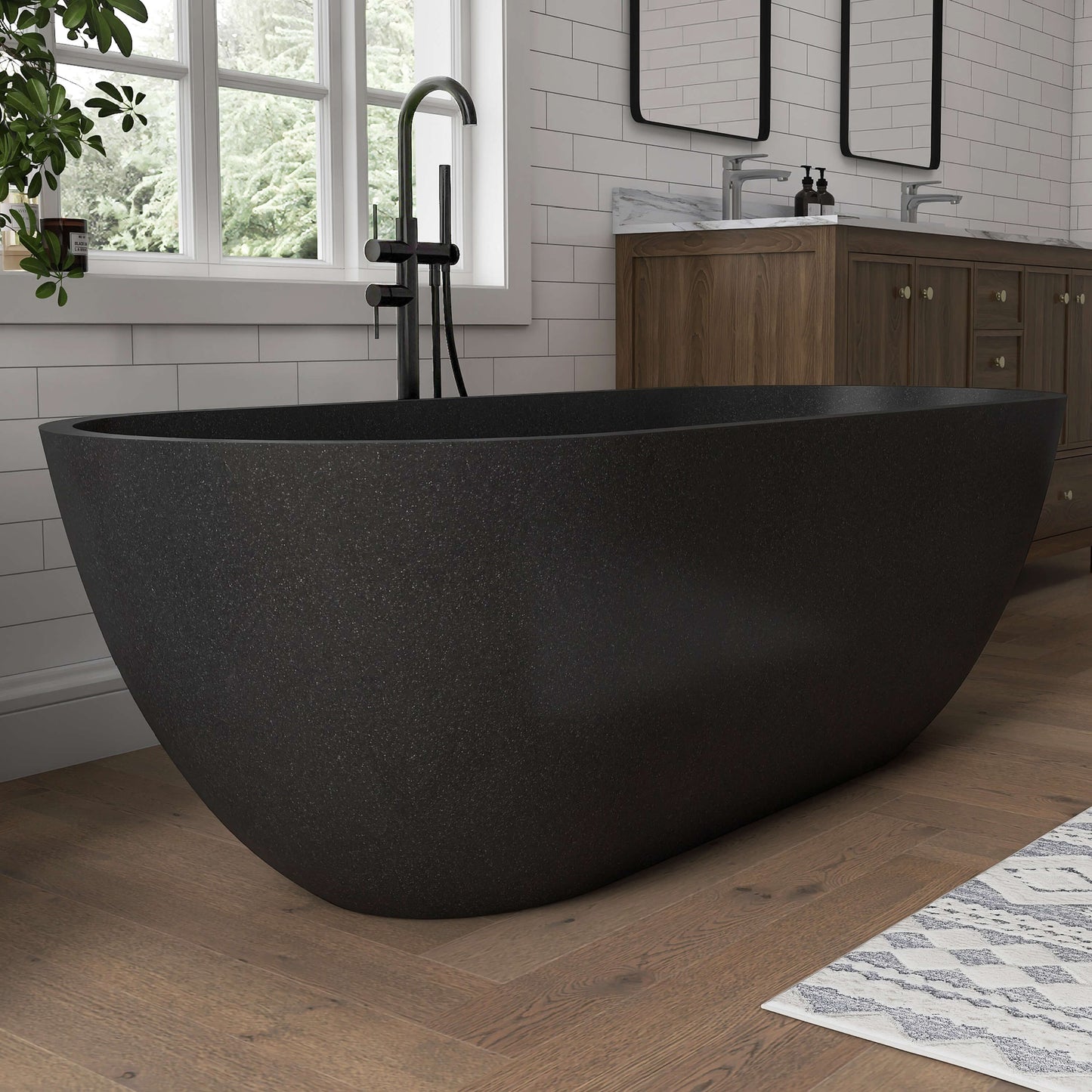Medunjess 69" Speckle Freestanding Terrazzo Bathtub