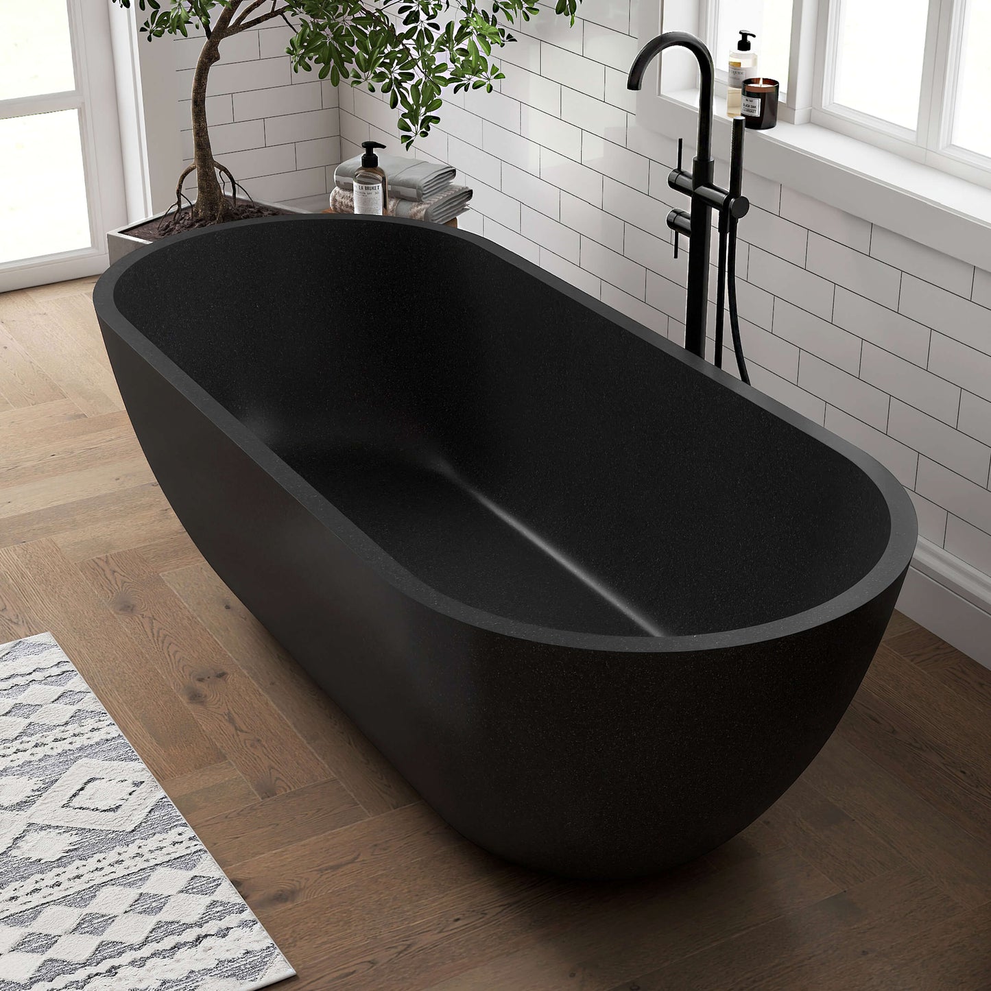 Medunjess 69" Speckle Freestanding Terrazzo Bathtub