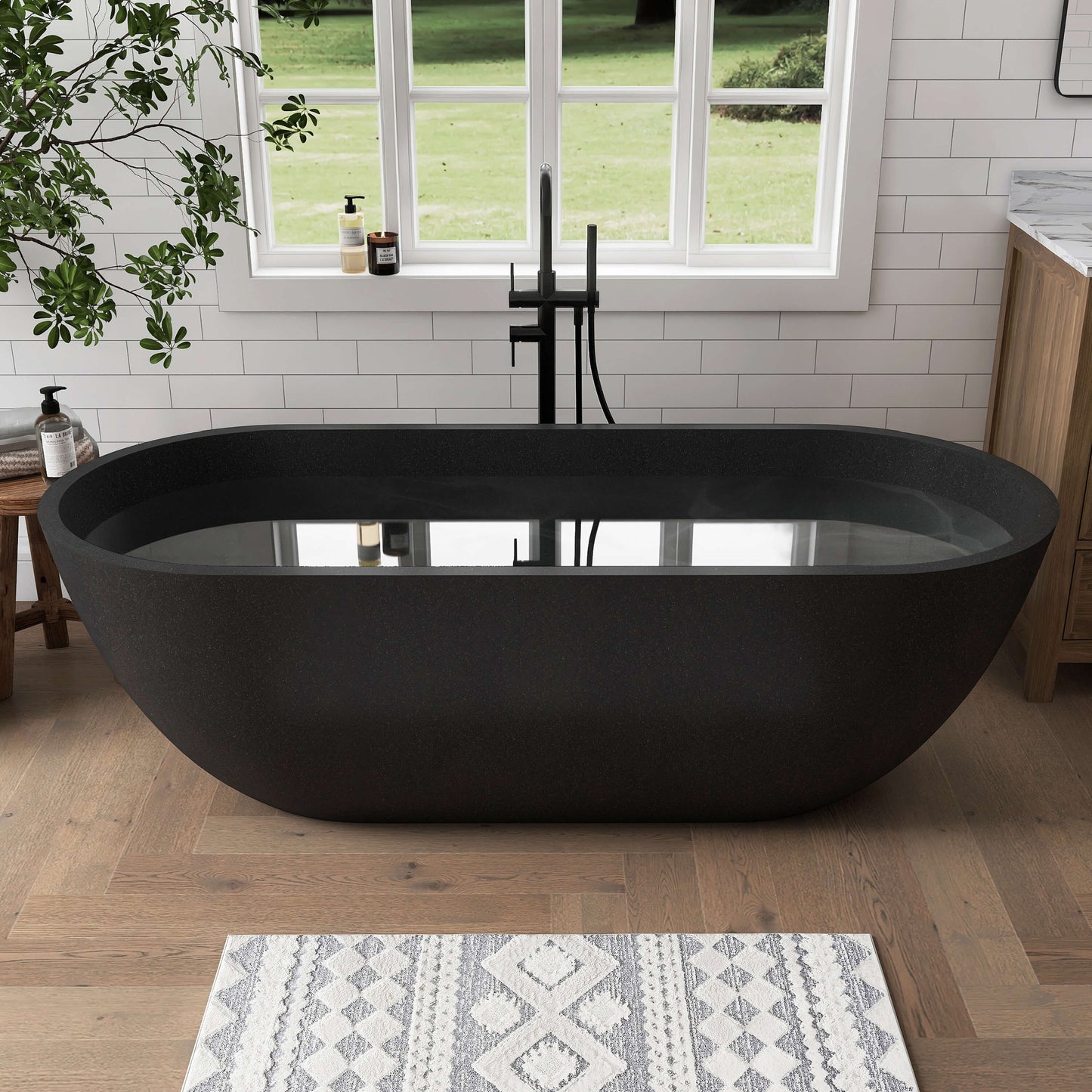 Medunjess 69" Speckle Freestanding Terrazzo Bathtub