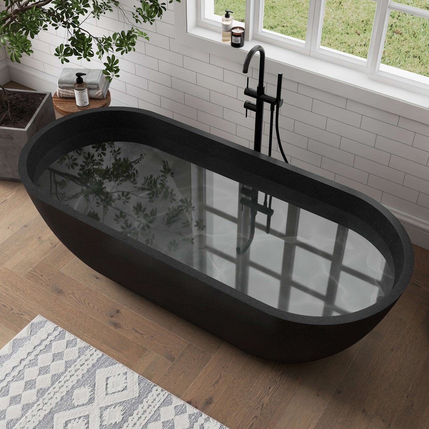 Medunjess 69" Speckle Freestanding Terrazzo Bathtub