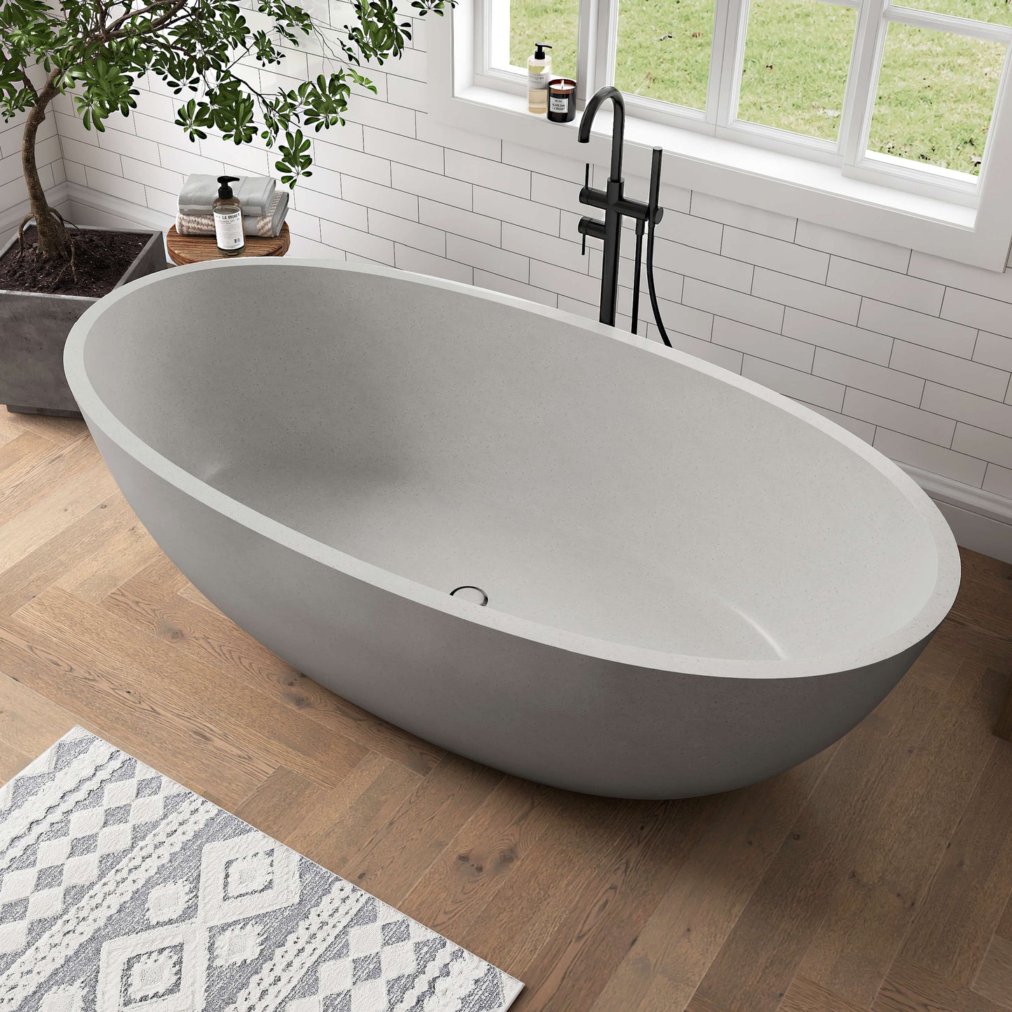 Medunjess 71" Tessera Freestanding Terrazzo Bathtub