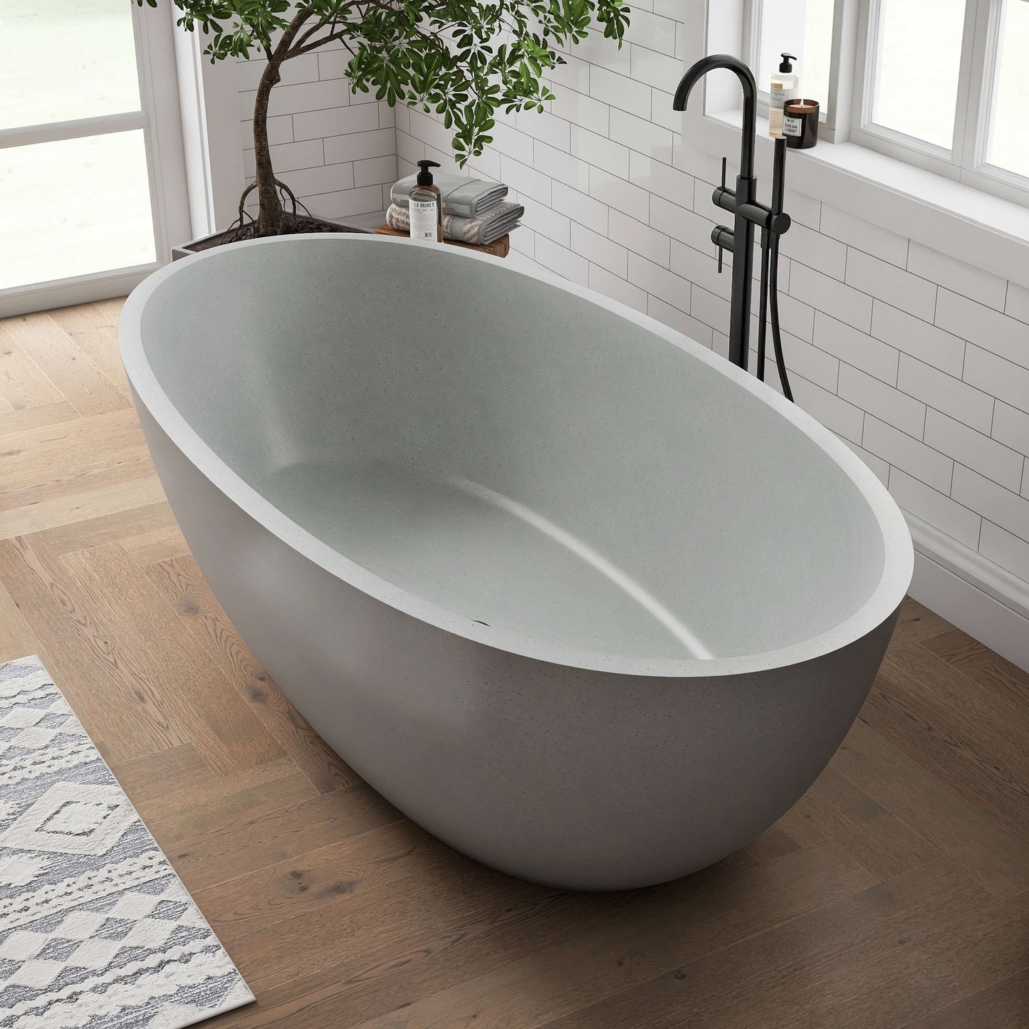 Medunjess 71" Tessera Freestanding Terrazzo Bathtub