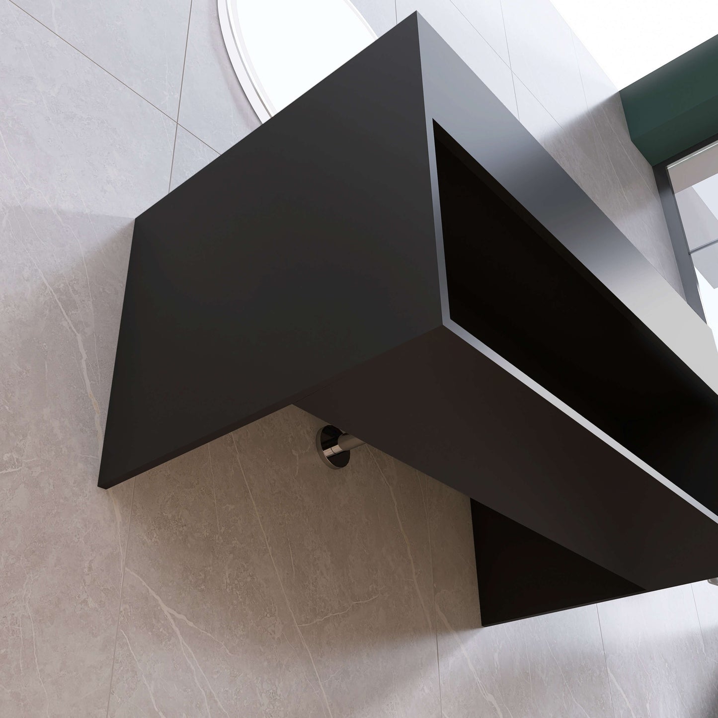 Medunjess 31'' Pensile Wall Mounted Bathroom Sink Solid Surface Sink