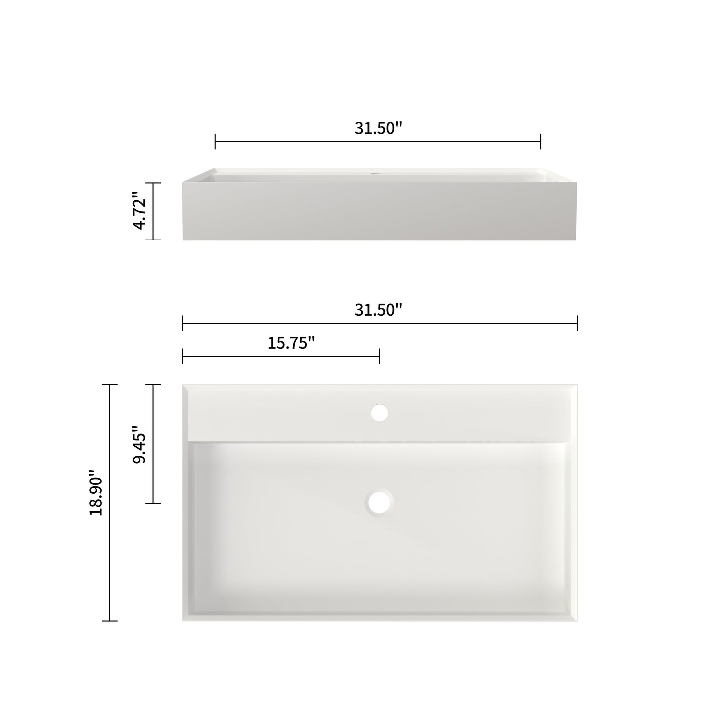 Medunjess 31'' Levita Wall Mounted Bathroom Sink Solid Surface Sink