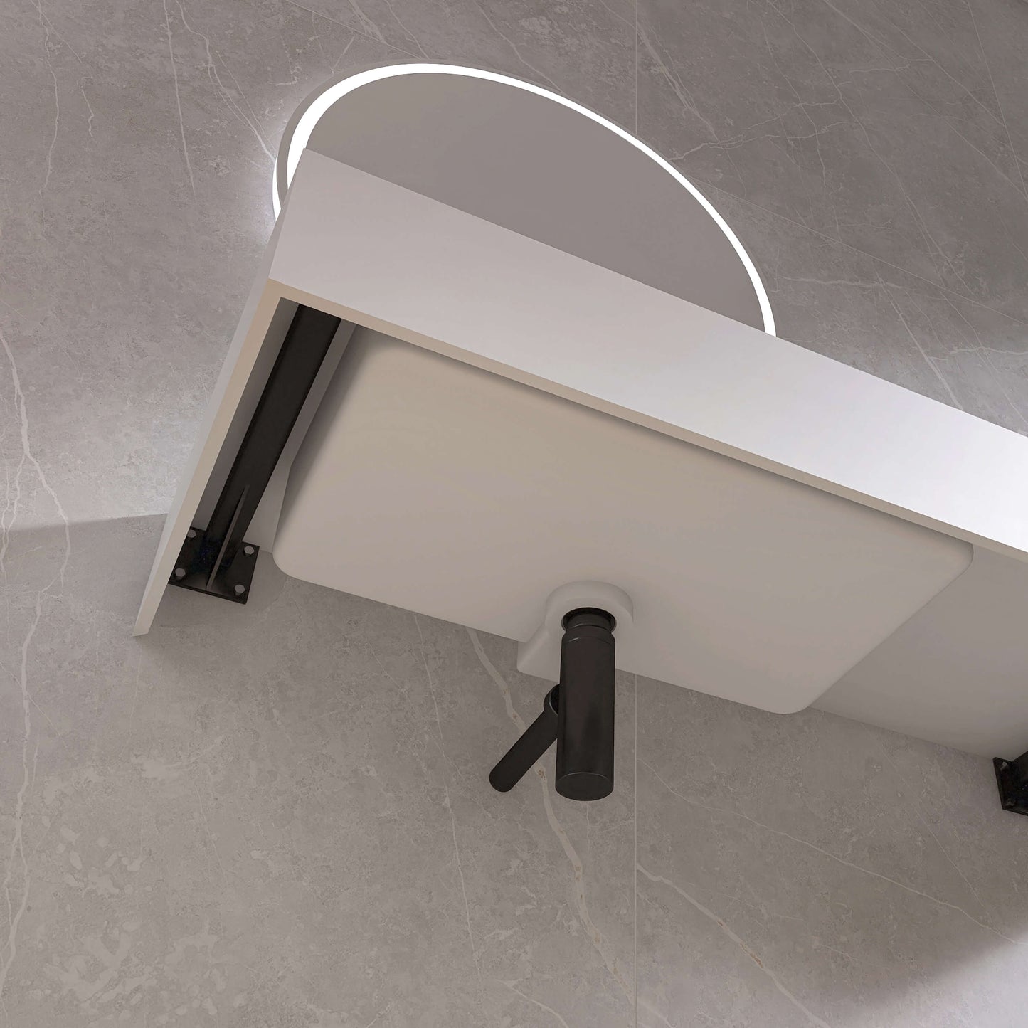 Medunjess 47'' Hovera Wall Mounted Bathroom Sink Solid Surface Sink