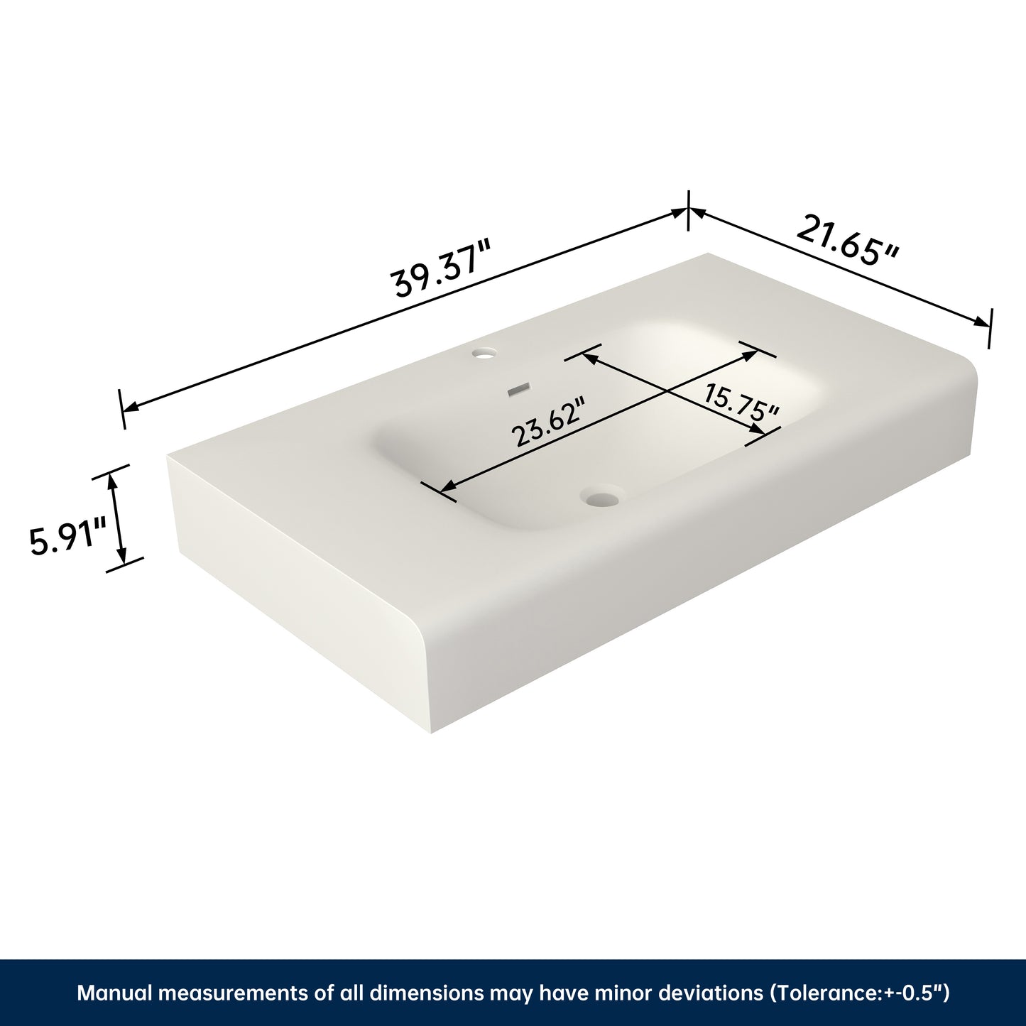 Medunjess 39''Etherea Wall Mounted Bathroom Sink Solid Surface Sink