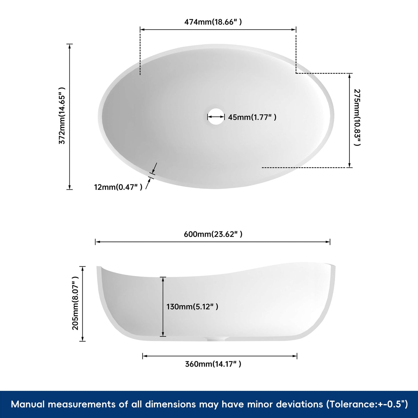 Medunjess 23'' Crest Surface Vessel Sink