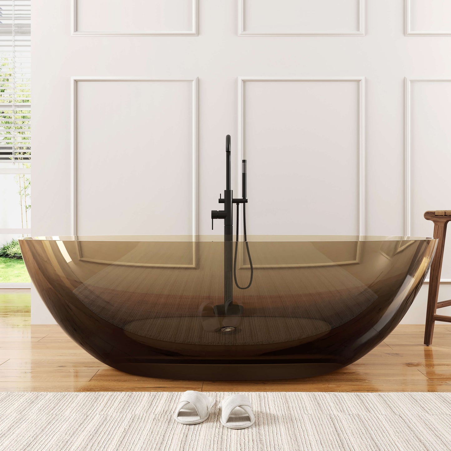 71" Freestanding Soaking Bahtutb Solid Surface Stone Resin Soaking Bathtub
