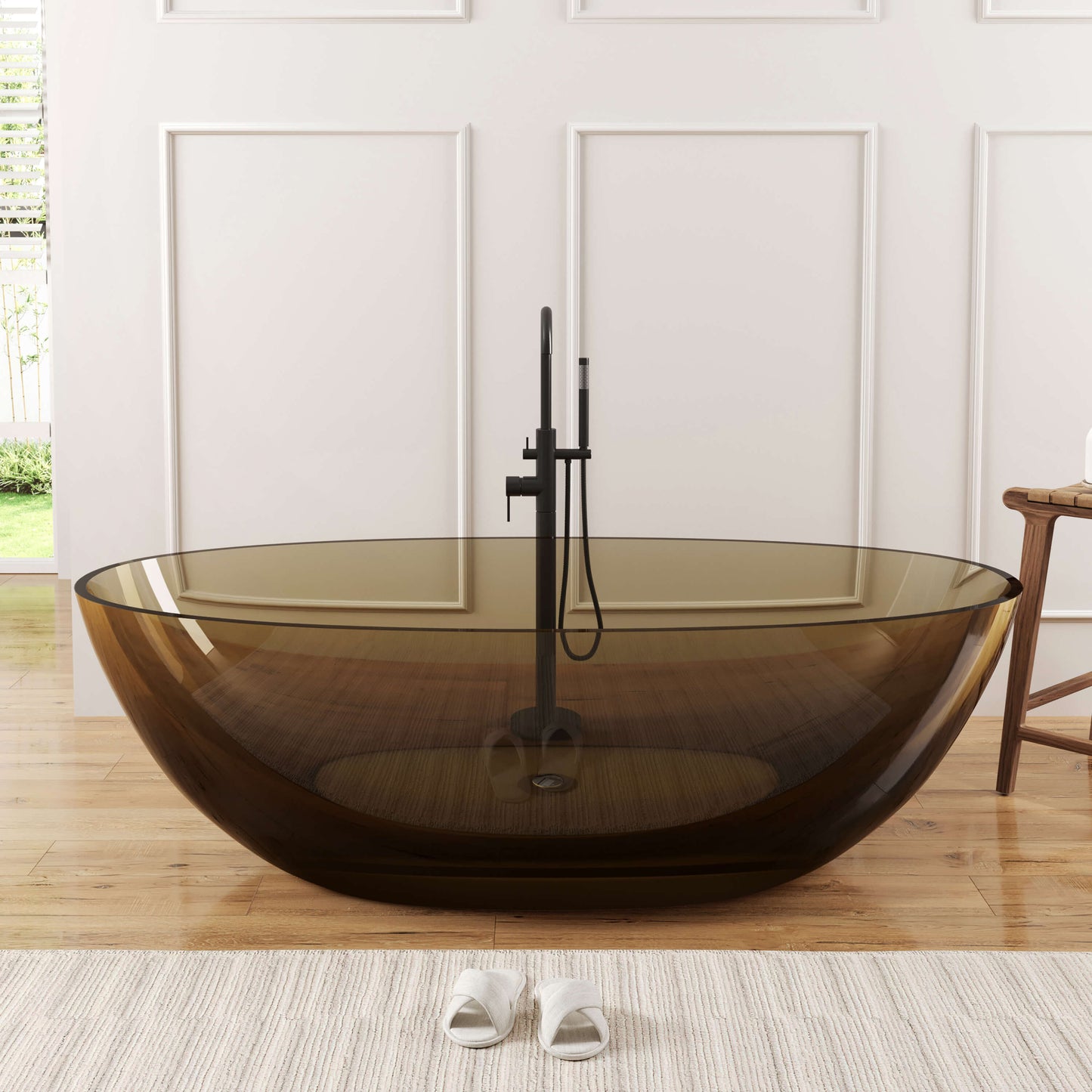 71" Freestanding Soaking Bahtutb Solid Surface Stone Resin Soaking Bathtub