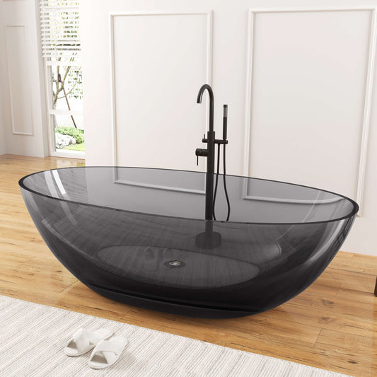 Medunjess 71" Freestanding Soaking Bahtutb Solid Surface Stone Resin Soaking Bathtub
