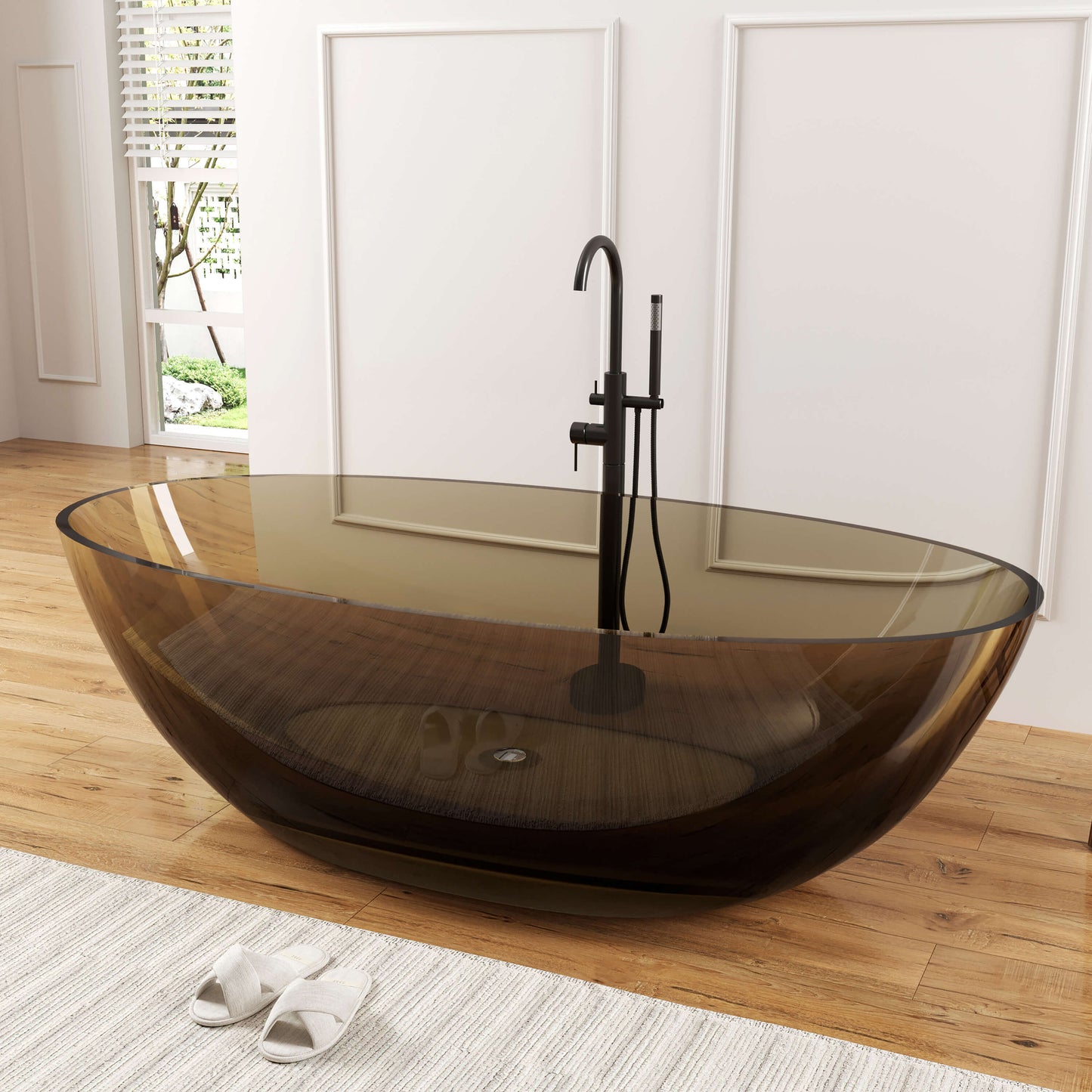 71" Freestanding Soaking Bahtutb Solid Surface Stone Resin Soaking Bathtub