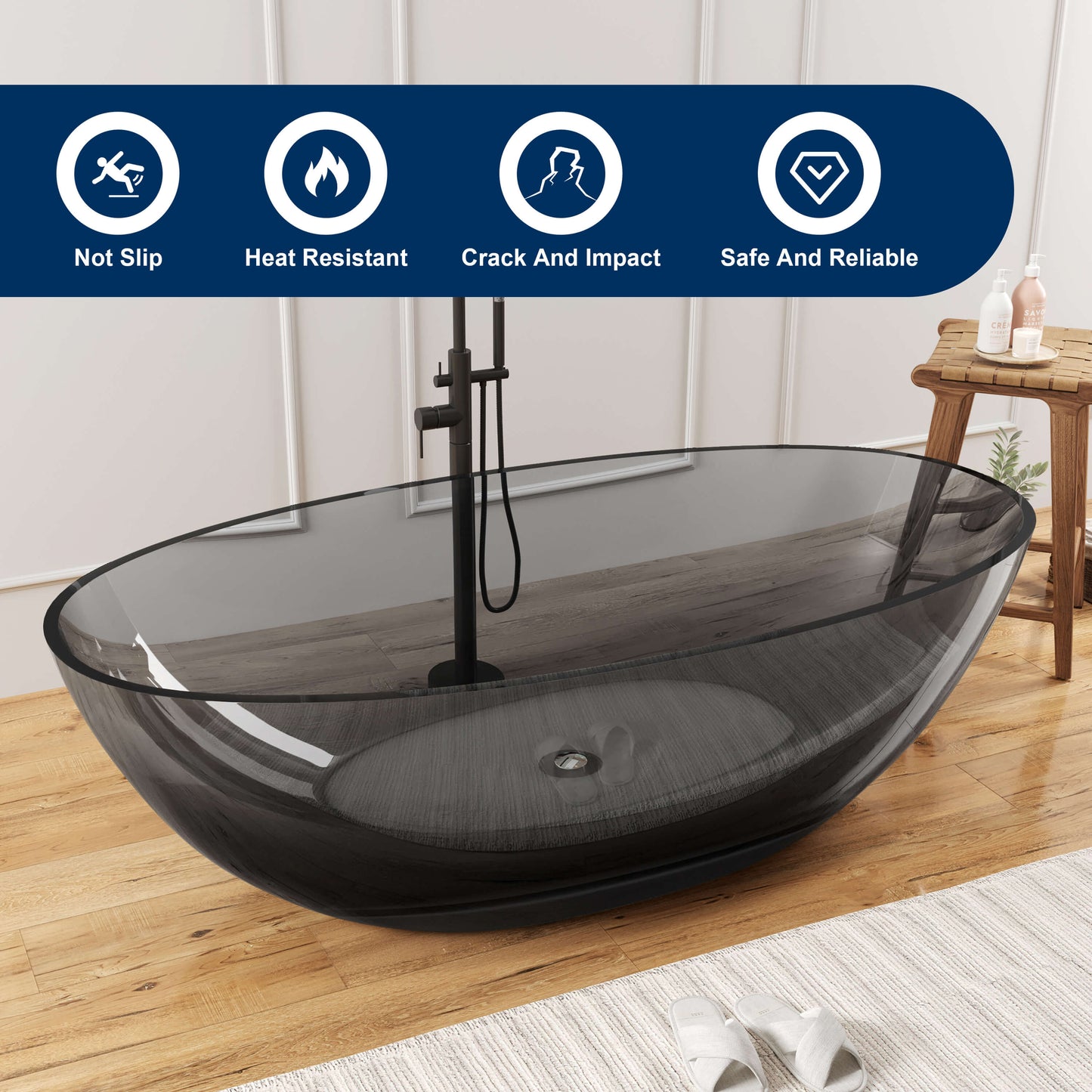 71" Freestanding Soaking Bahtutb Solid Surface Stone Resin Soaking Bathtub