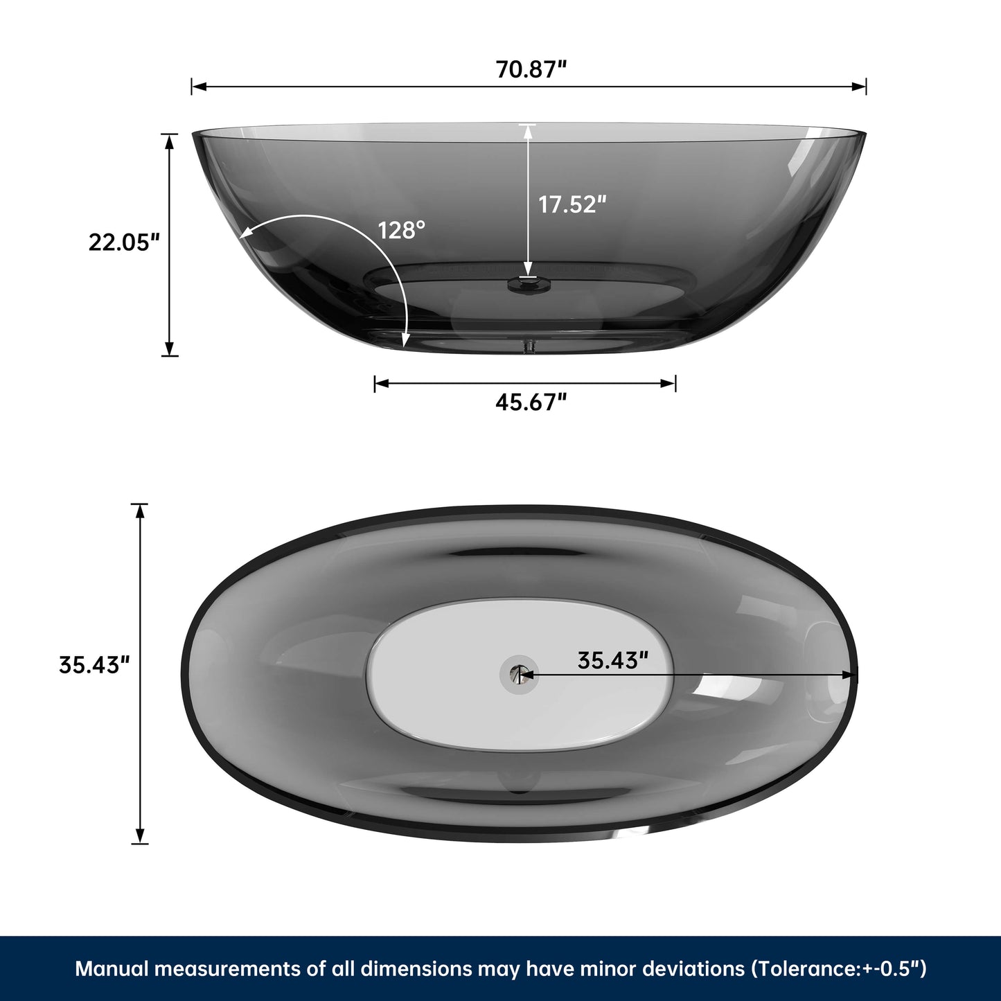 71" Freestanding Soaking Bahtutb Solid Surface Stone Resin Soaking Bathtub