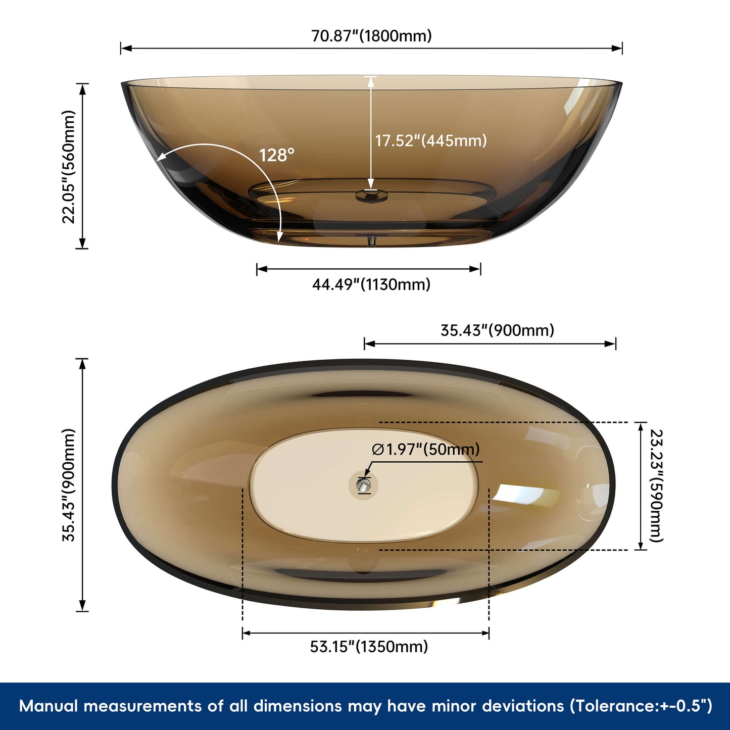 71" Freestanding Soaking Bahtutb Solid Surface Stone Resin Soaking Bathtub
