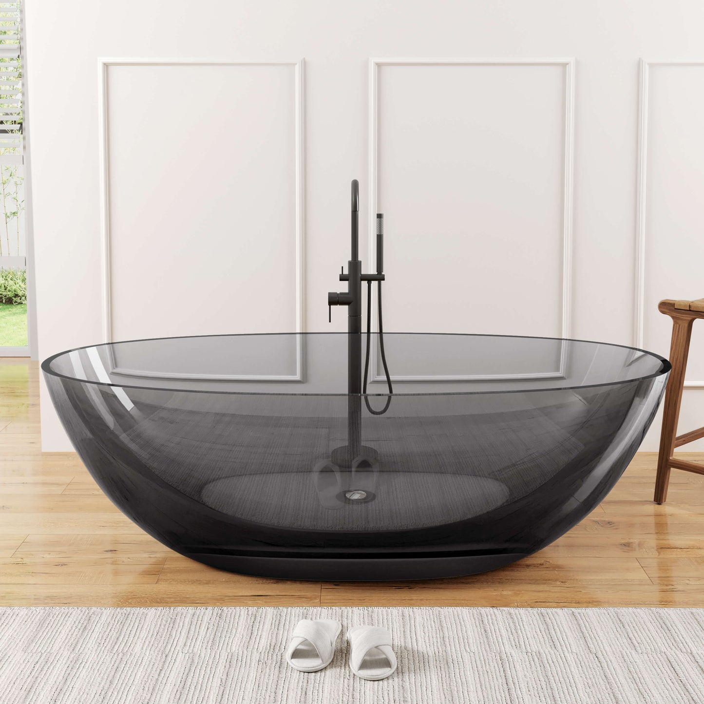 71" Freestanding Soaking Bahtutb Solid Surface Stone Resin Soaking Bathtub