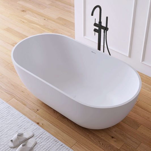 Medunjess 59'' Freestanding immersion solid surface bathtubs