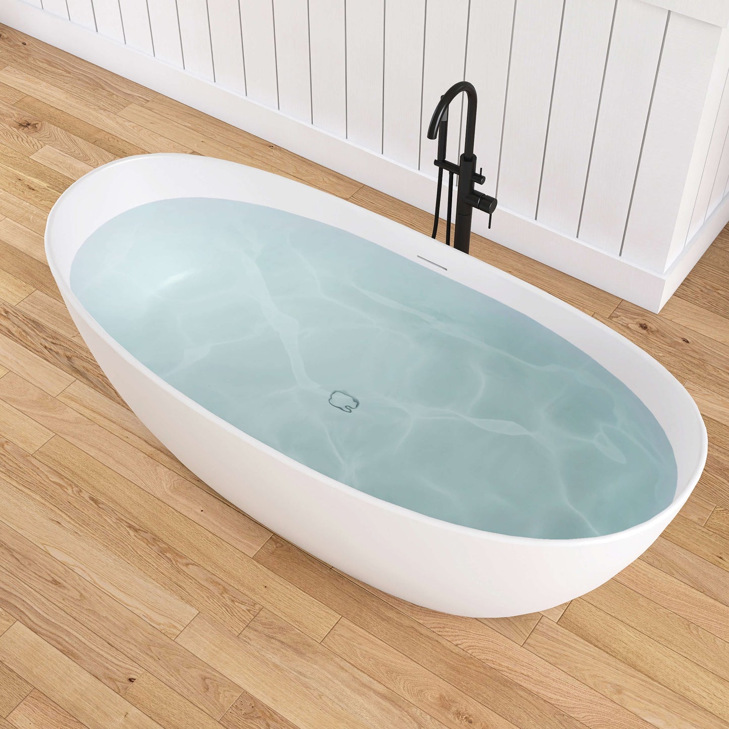 Medunjess 73" Monolith Freestanding Bathtub Solid Surface Stone