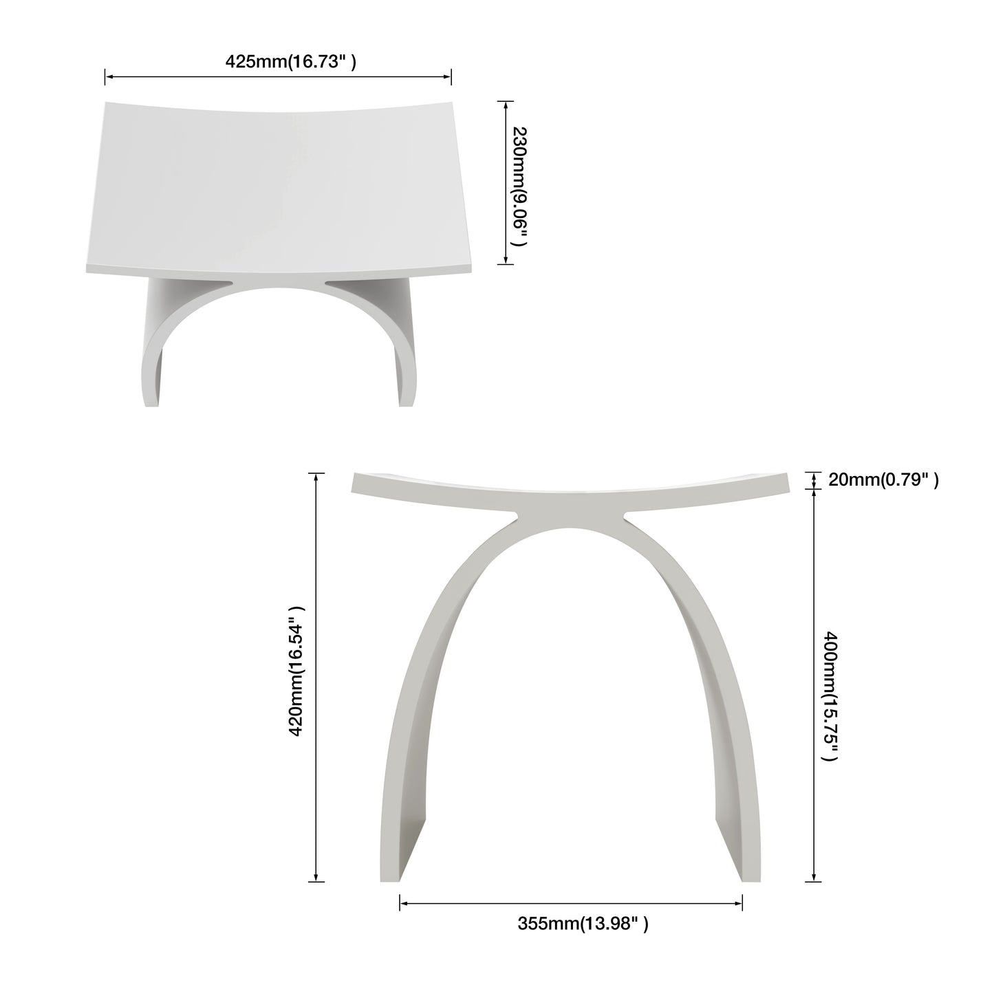 Medunjess Freestanding Shower Seat Solid Surface Shower Stool
