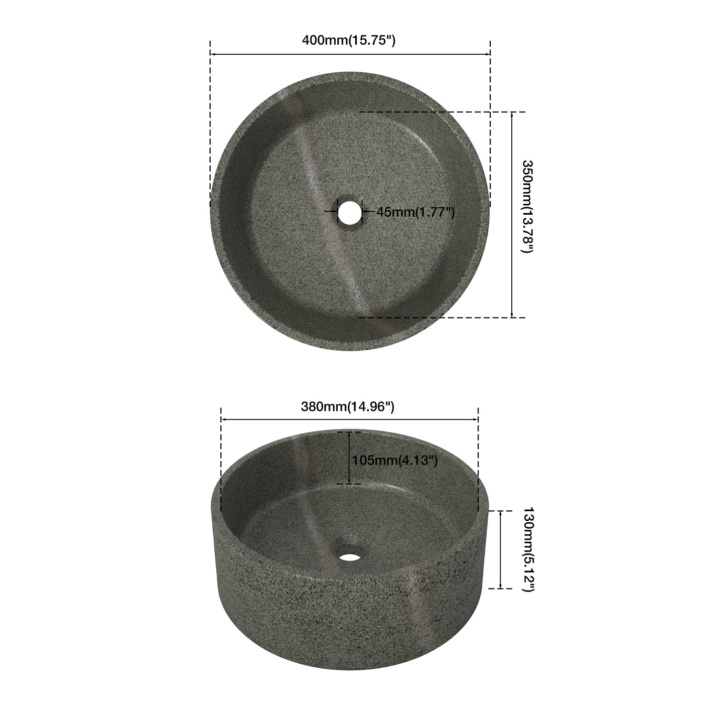 Medunjess 15'' Artemas Round Solid Surface Vessel Sink